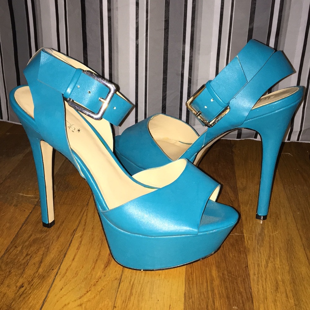 Turquoise Platform Sandals (never worn)